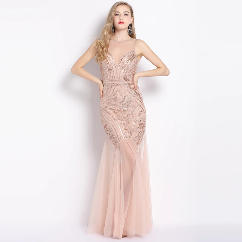 Sequins Silver Beading Sexy Evening Dresses Mermaid Long Formal Prom Party Dresses Evening Gowns Sleeveless Formal Dress 2019 Sequins Silver Beading Sexy Evening Dresses Mermaid Long Formal Prom Party Dresses Evening Gowns Sleeveless Formal Dress 2019