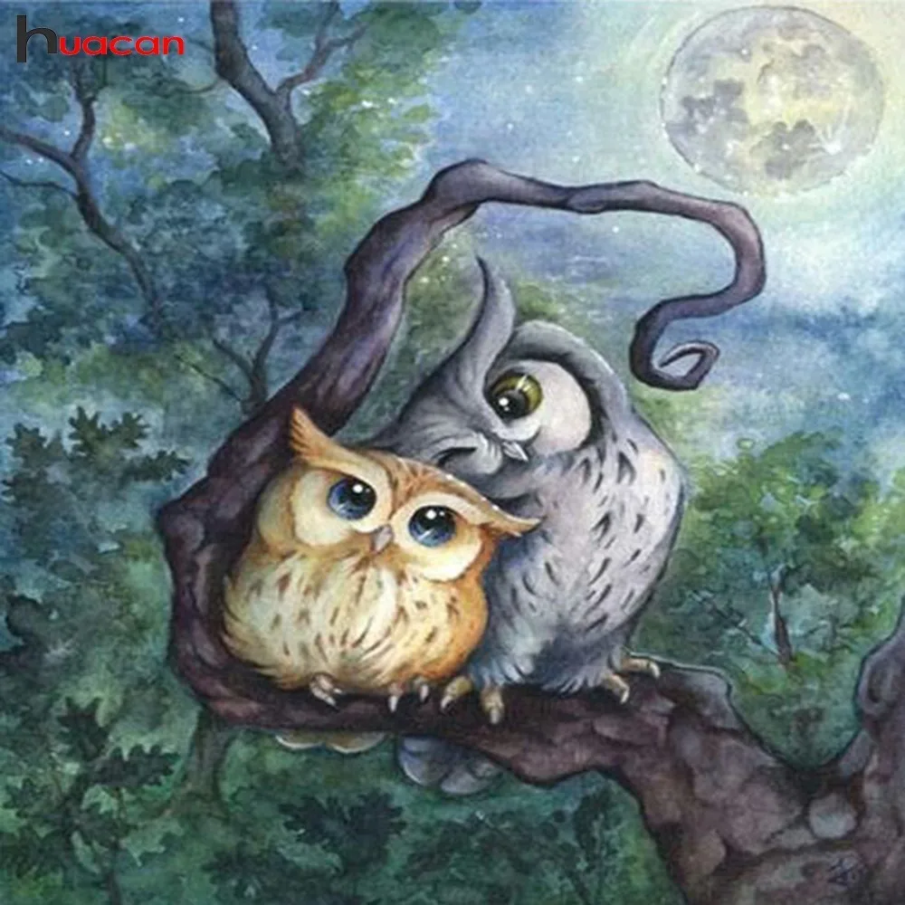 

HUACAN Diamond Mosaic Animals 5D DIY Embroidery Diamond Painting Owl Cross Stitch Love Full Square Drill Decoration Home