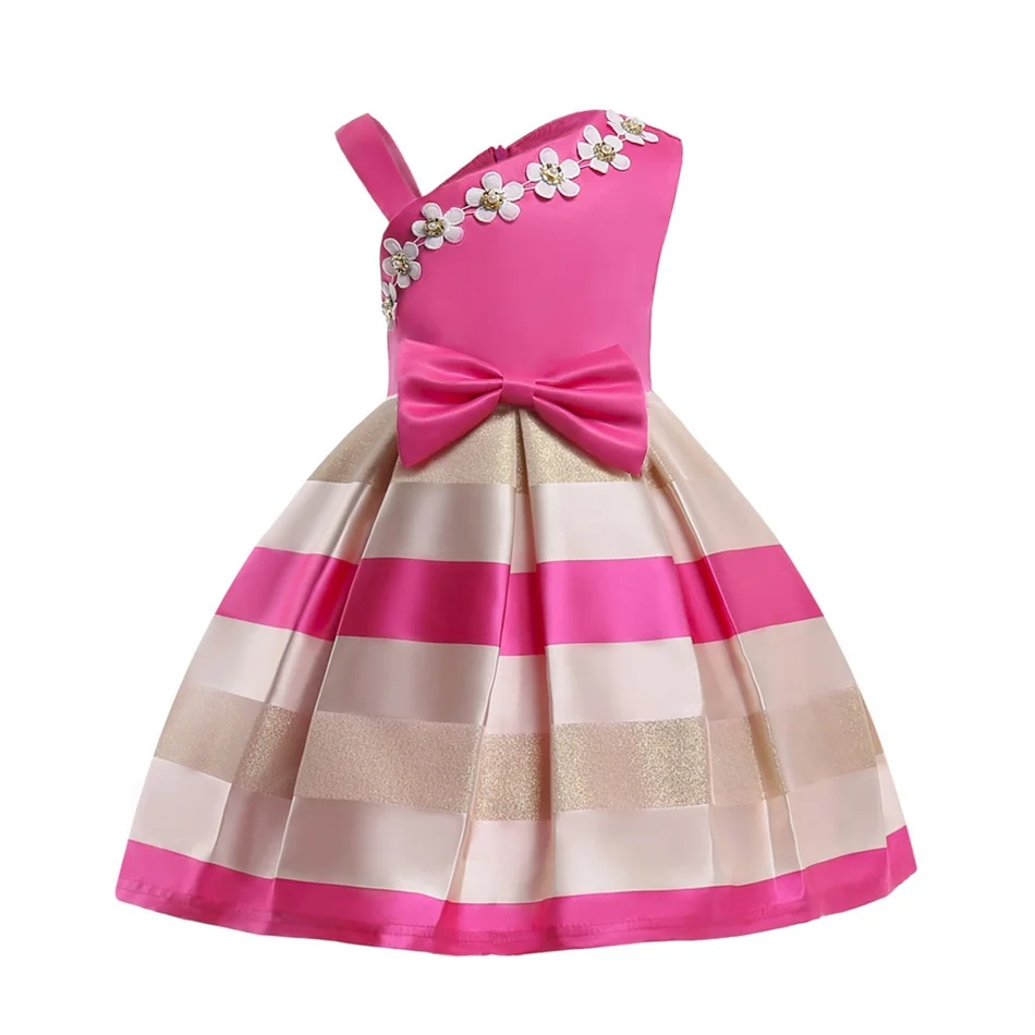 

Flower Collar Baby Girls Ball Gown Dresses Costume Children Bow Tie Princess Wedding Dress 2018 Kids Clothing for girls Party