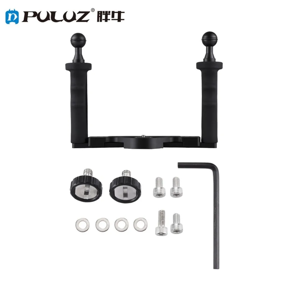 

PULUZ Aluminium Tray Dual Handle Grip Handheld Stabilizer with 1/4" Screw Diving Tray for Underwater Camera Housings