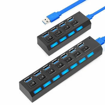 

4/7Ports Adapter Hub USB 2.0 Adapter with ON/OFF Switch for Computer Splitter Socket High Speed