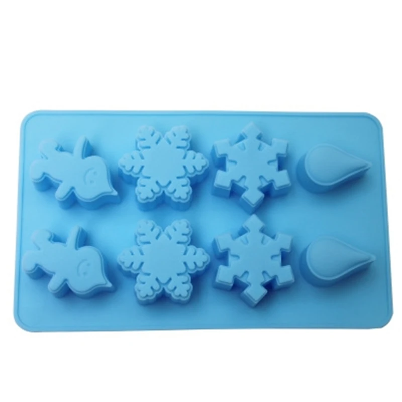 

Silicone Mold 8 Even Snowflake Raindrop Shapes Soap Cake Chocolate Mold Jelly Mousse Mold Baking Tool DIY Factory Direct Sale