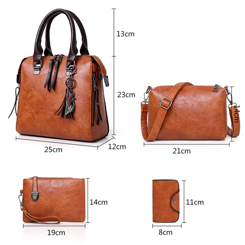 1 Set Women Lady Shoulder Crossbody Bag Handbag Wallet PU Leather Vintage for Travel MUG88