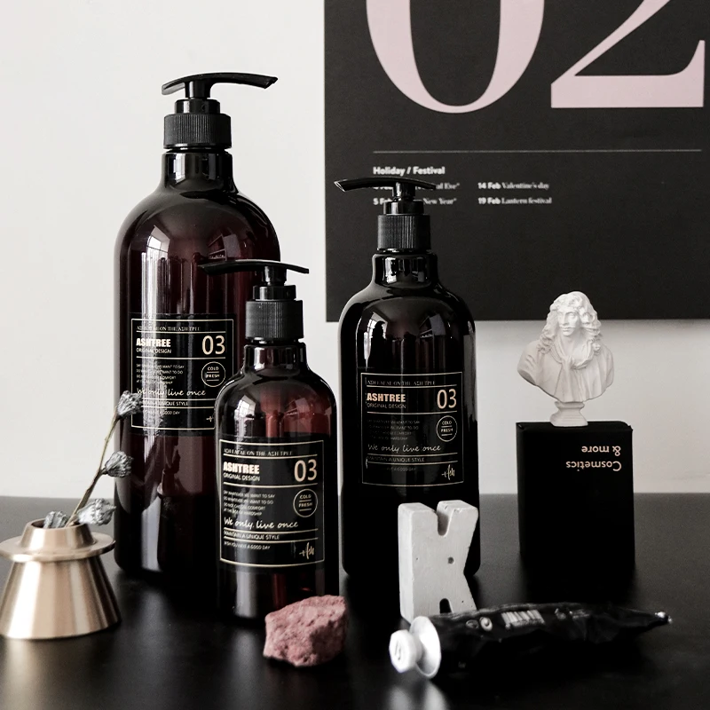 

Scandinavian Bath Shampoo Storage Bottle Nordic Brown Liquid Lotion Bottle Travel Storage Bottle Organizer Decor 250 500ml