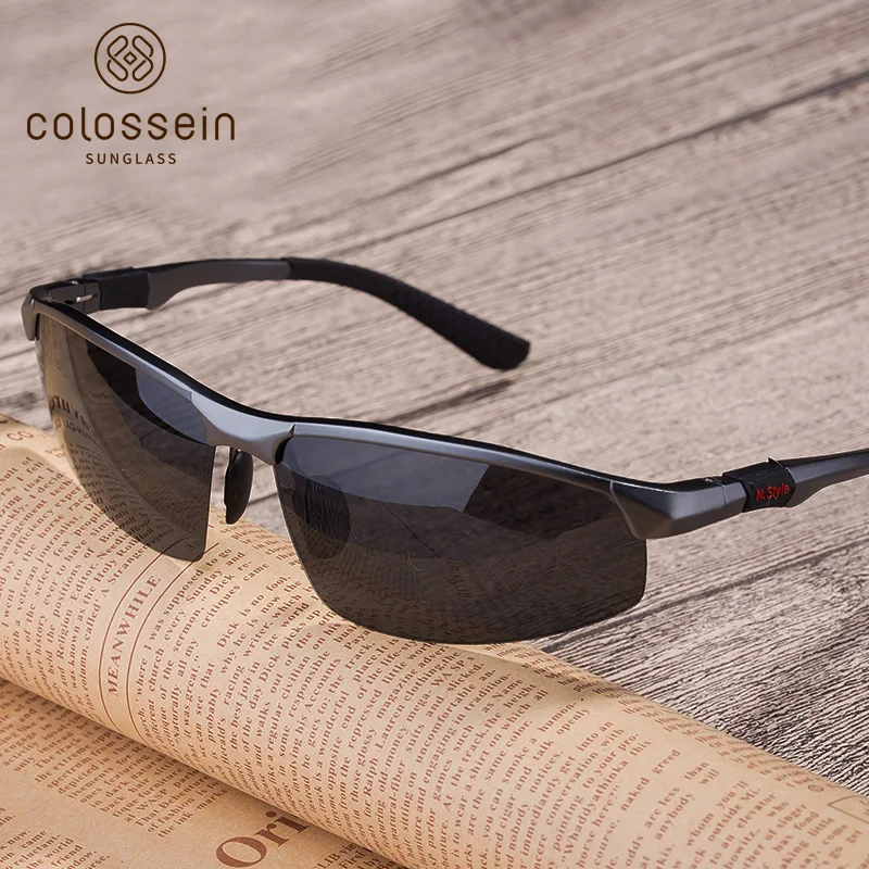 COLOSSEIN Cool Black Color Sunglasses Men Driving Glasses Square Polarized Gradient Sun Sports Goggles Eyewear UV400 | Аксессуары для
