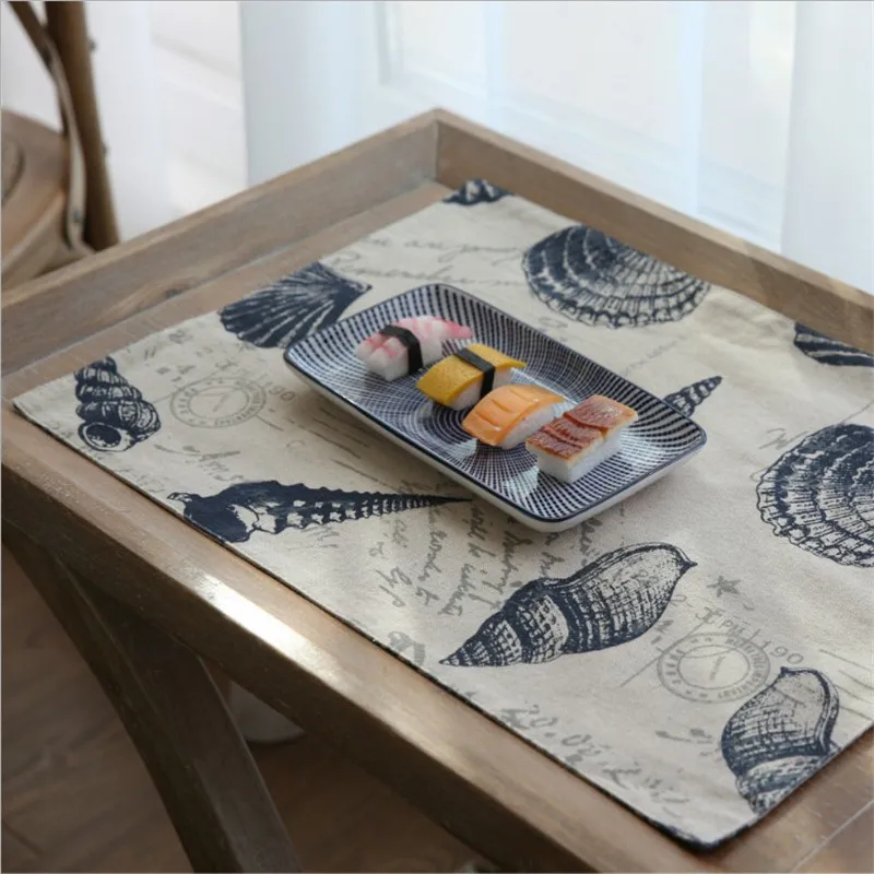 Nordic Seashell placemat Linen Insulation Dining Table Mat Non slip