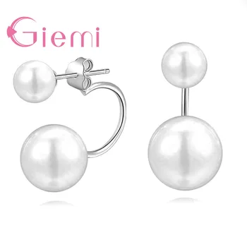 

New Arrival Genuine 925 Sterling Silver 3 Size White Peal Errings Stud For Women Ladies Women Weeding Jewelry Present