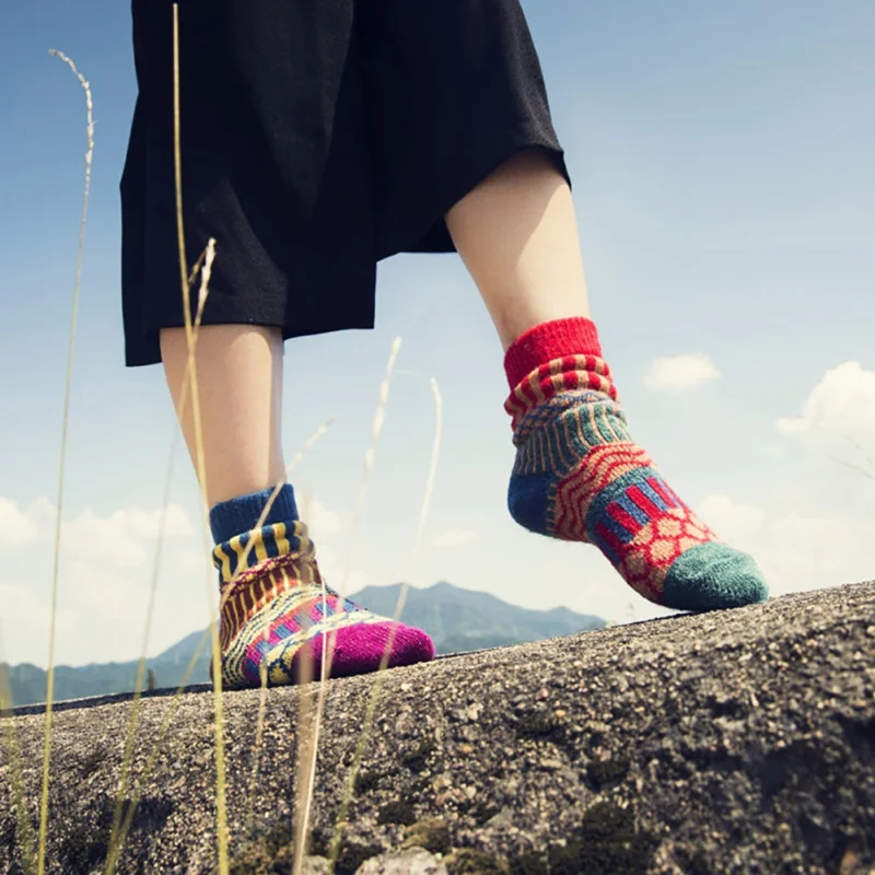Hiking Camping Colorful Wool Socks Women Autumn Winter Warm Sport Socks