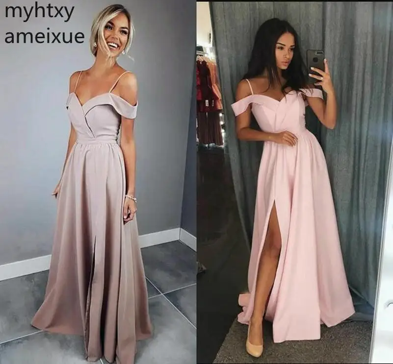 

Simple Sweetheart Cheap 2019 Evening Dress Side Split Prom Dress A-line Pleat Floor Leng Sleeveless Custom Made Robe De Soiree