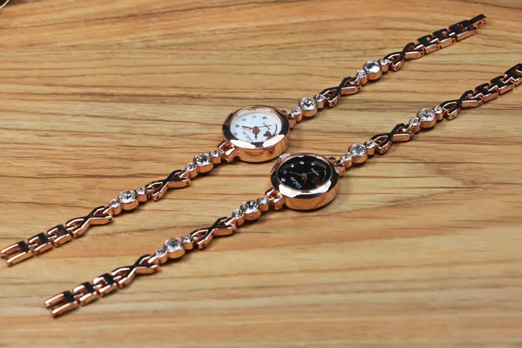Роскошные цвета розового золота браслет часы модные женские туфли с украшением в виде кристаллов модельные Бизнес кварцевые наручные часы G-004