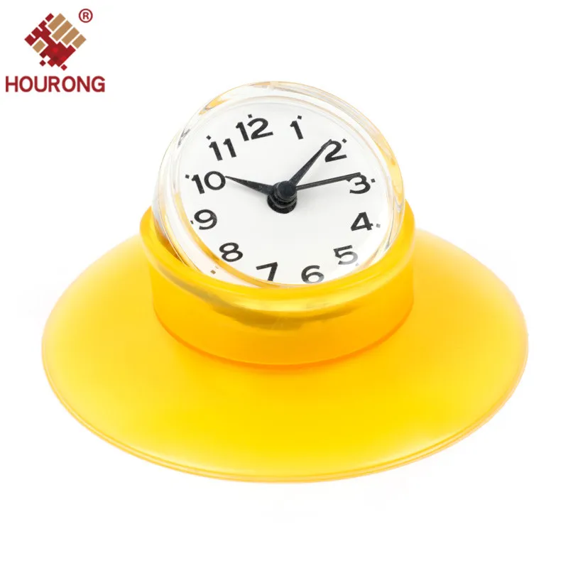 HOURONG 1 Pc Suction Cup Kitchen Round Mini Clock Fashion Home Bathroom