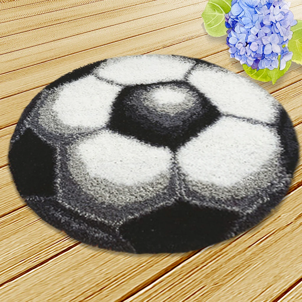 Football Latch Hook Kits Rugs DIY Craft Needle Embroidery Rugs for Kids Children, 50 x 50cm