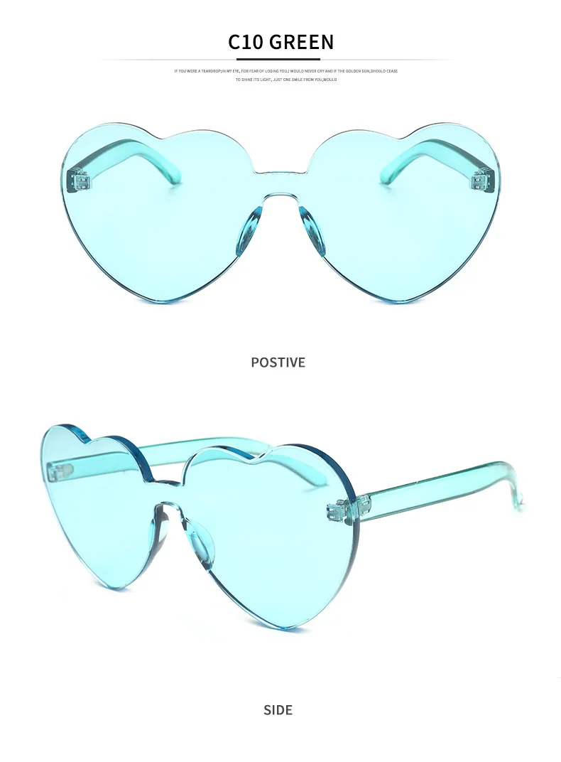 Samjune, женские солнцезащитные очки в форме сердца, карамельный цвет, без оправы, с прозрачными линзами, красные, розовые, желтые, UV400