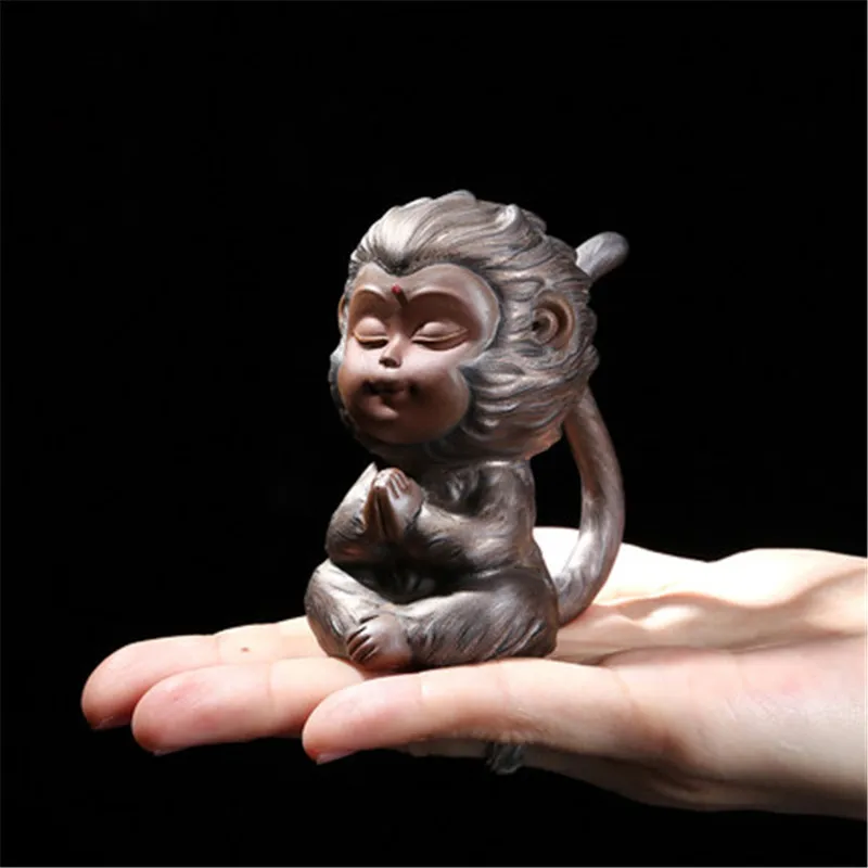 

XMT-HOME purple clay monkey king da hong pao tea pet for kungfu tea tray home decoration car interior ceramic ornaments