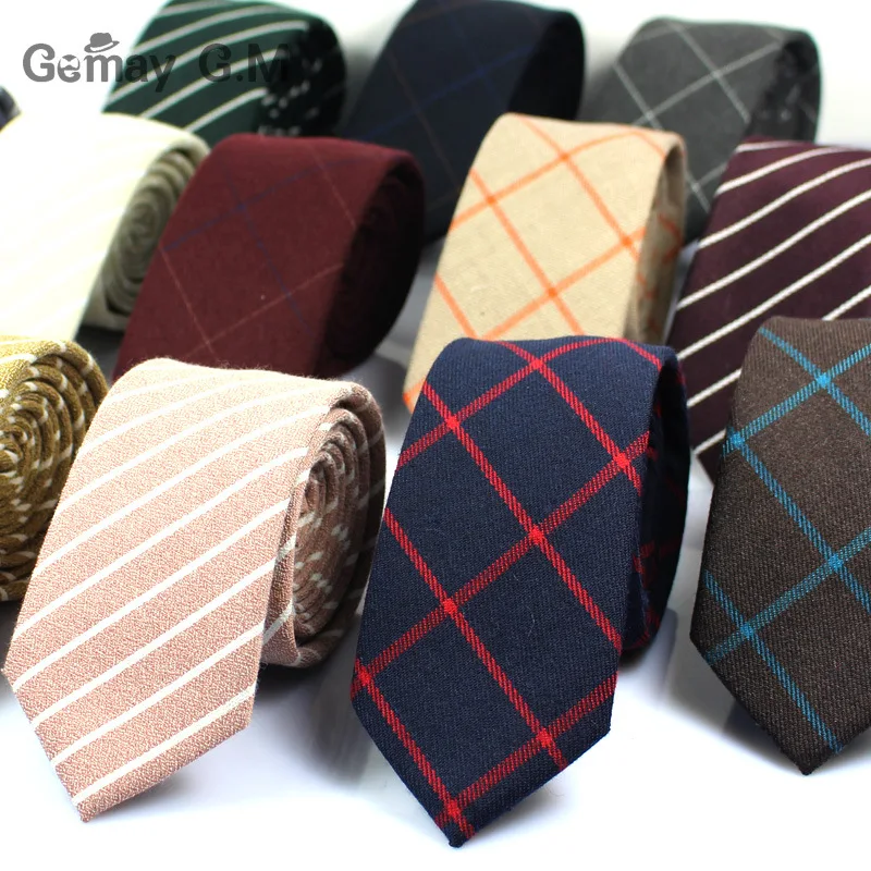 

Classic Cotton Mens Ties New Design Narrow Neckties 6cm Slim Plaid Ties for Men Formal Business Wedding Party Gravatas