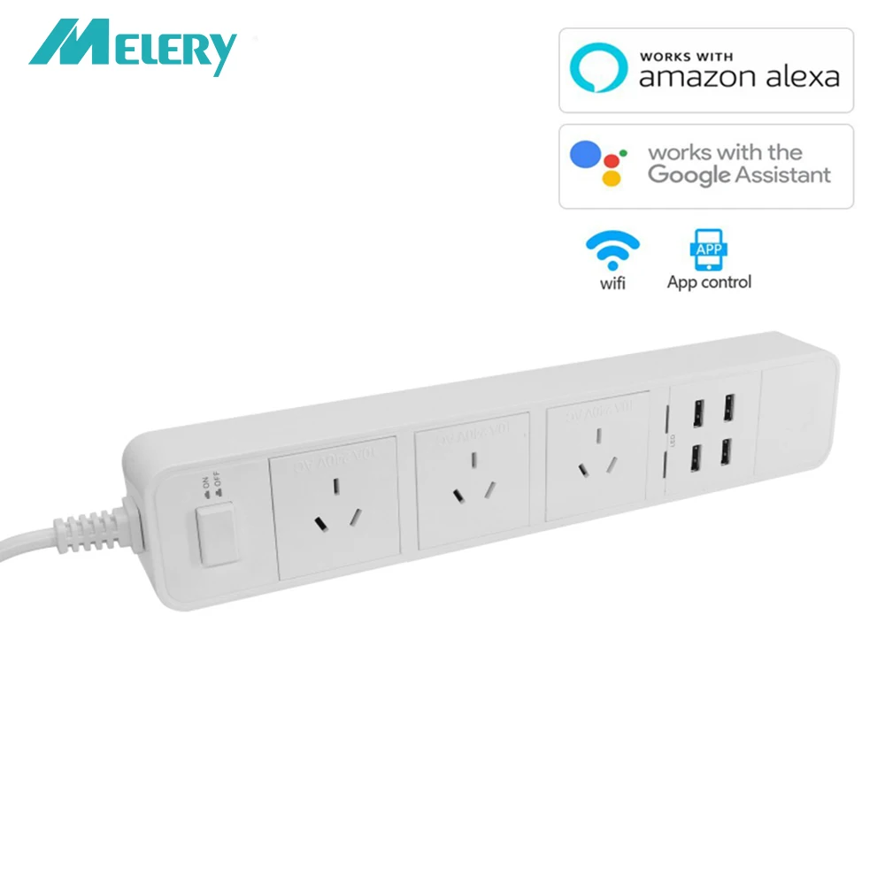 Pаспродажа Smart Wi Fi мощность полосы 4 AU розетки с стабилизатор напряжения с USB голос управление для Amazon Echo Alexa Google дома Homekit