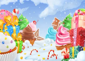 

Cloud Snow Cake Gift Winter Candyland Candy Photography Backgrounds Vinyl cloth Computer print wall photo backdrop