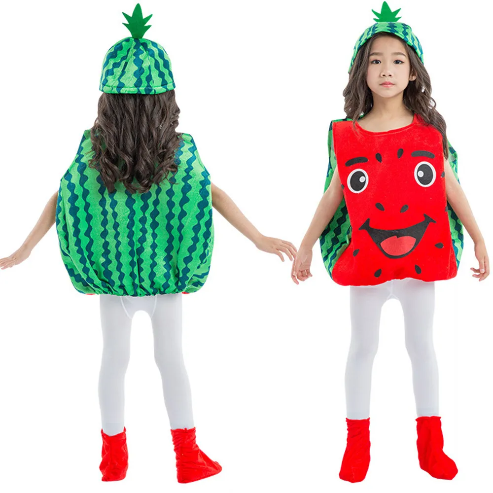 Модное детское маскарадное платье унисекс Детский костюм с рисунком фруктов и овощей праздничная одежда для выступлений для мальчиков и девочек