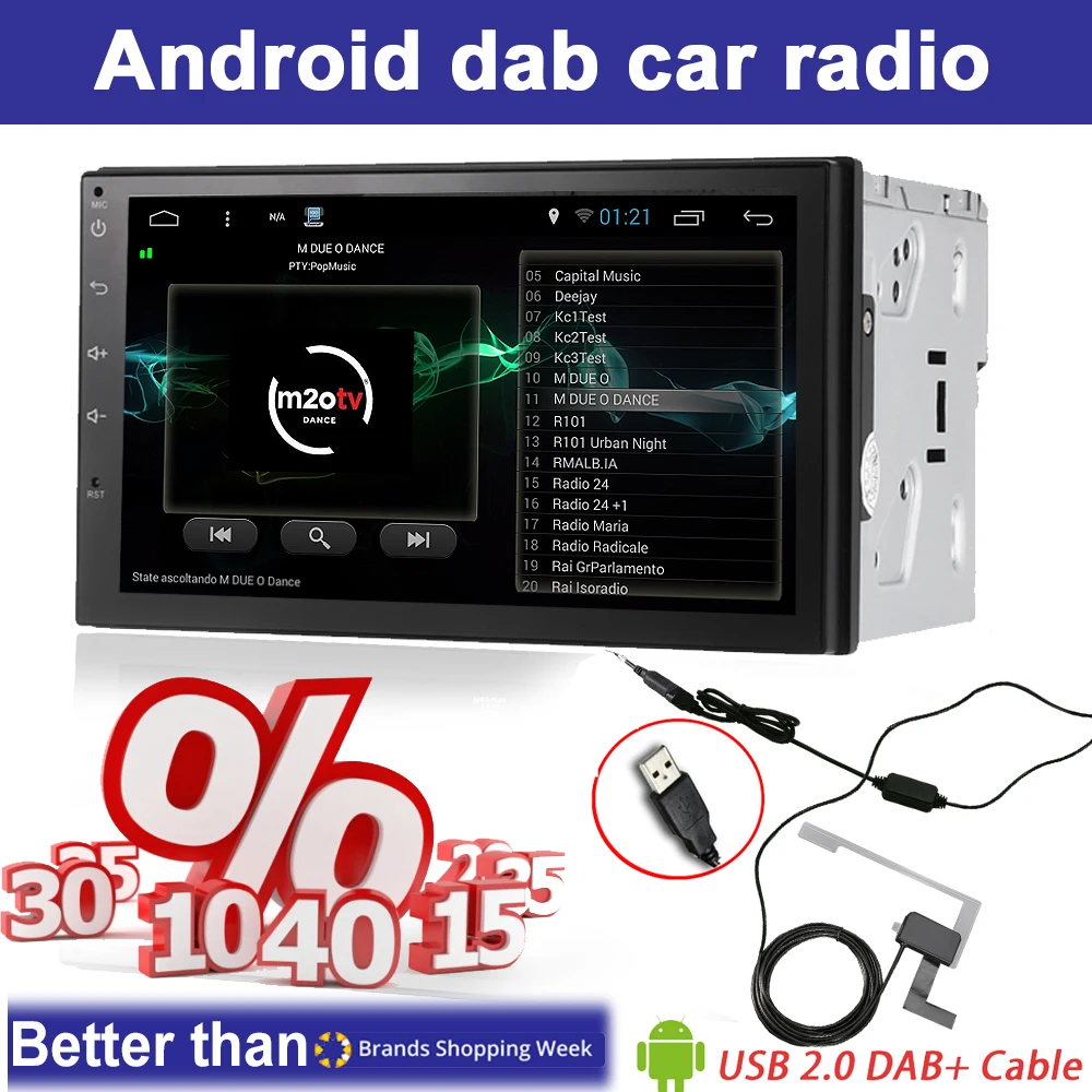 

dab car radio double 2 din Android 6.0 Car DVD player GPS+Wifi+Bluetooth+Radio+Quad Core 7 inch 1024*600 screen car stereo