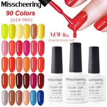 8 мл Профессиональный лак для ногтей чистый цвет лак для ногтей великолепный УФ Гель-лак для ногтей поли лак для ногтей 90 цветов 61#-90