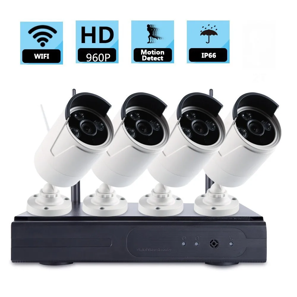 4PCS 1 3Megapixel 960P Wireless Outdoor IP Camera Network System Nightvision 4CH WIFI NVR Wifi Kit