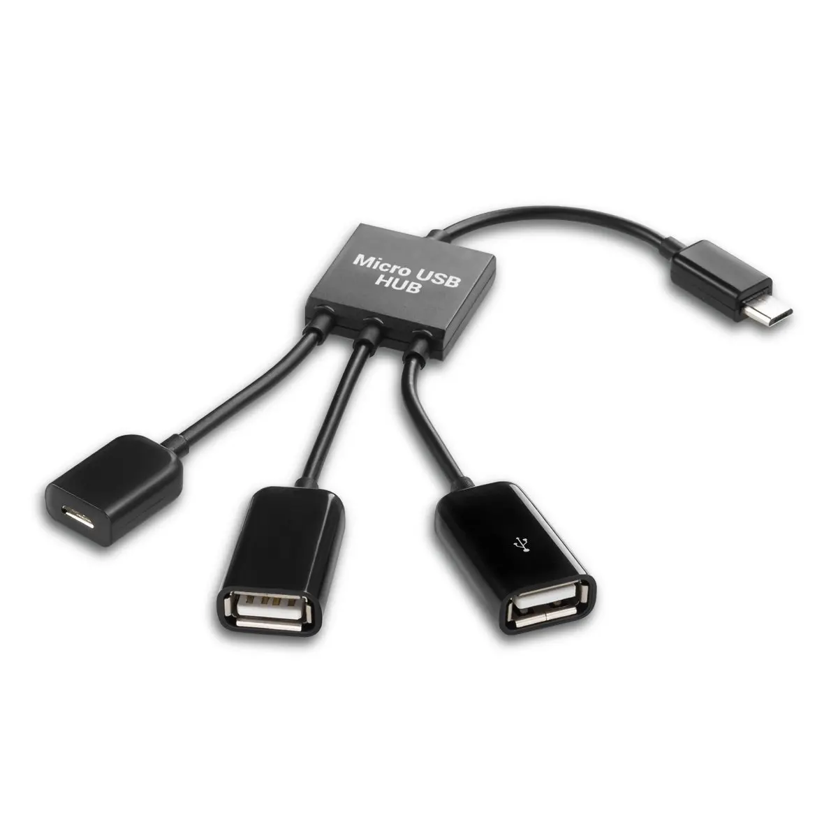 3в1 микро USB OTG концентратор адаптер для смартфона/планшета микро USB разветвитель совместим с Apple, samsung, lenovo, Asus - Цвет: Черный