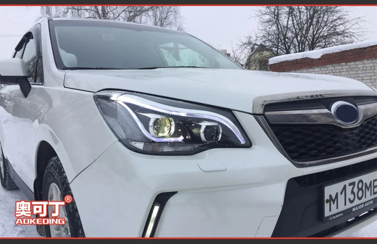 AKD Тюнинг автомобилей Фара для Subaru Forester 2016-2013 фары светодио дный DRL ходовые огни би-ксенон луч Противотуманные фары ангел глаза