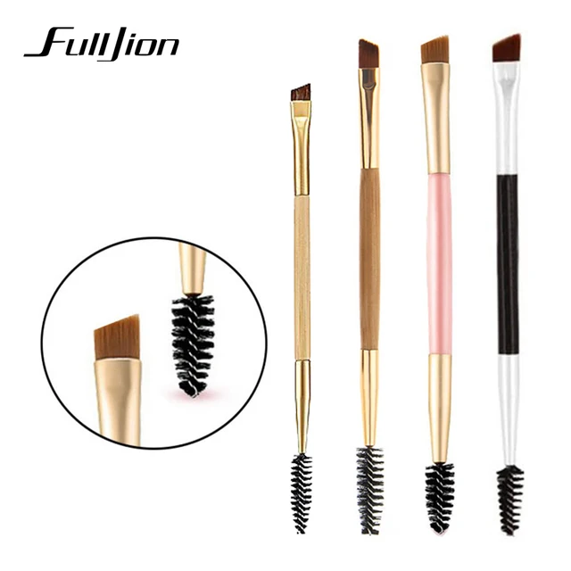 Best Offers Fulljion High Quality 1PCS  Bamboo Handle Double Eyebrow Brush + Eyebrow Comb Portable Eyebrow Brushes For Eyes Makeup Tools