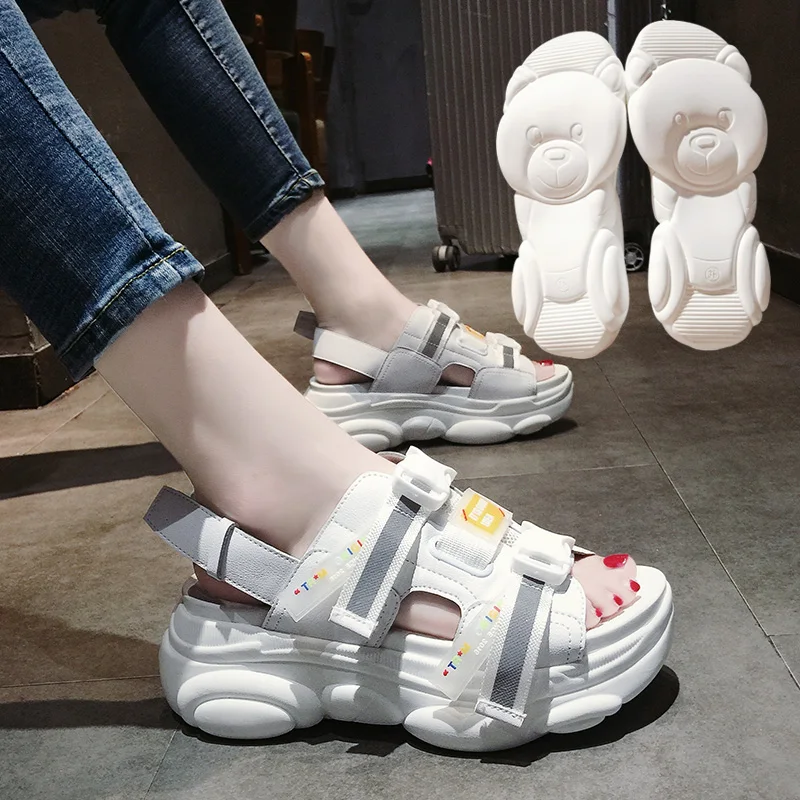 

Bears thick soled sandals female 2019 New students Women Roman sandals platform wedges high heels summer women's shoes