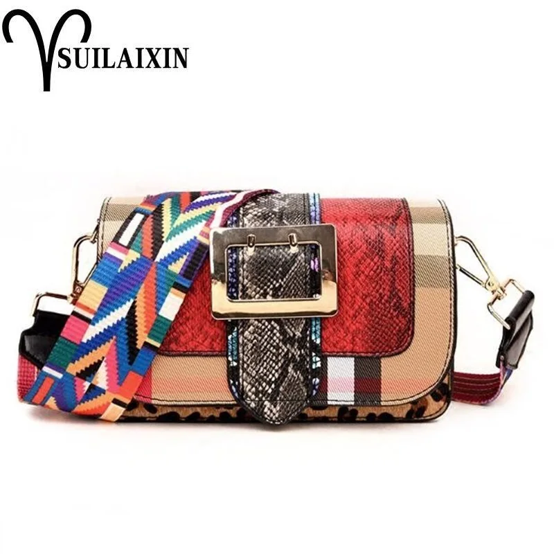 

Women Panelled Chest Waist Shoulder Bags Serpentine Leopard Vintage Patchwork Handbags Day Clutches Female snakeskin Flap Bags