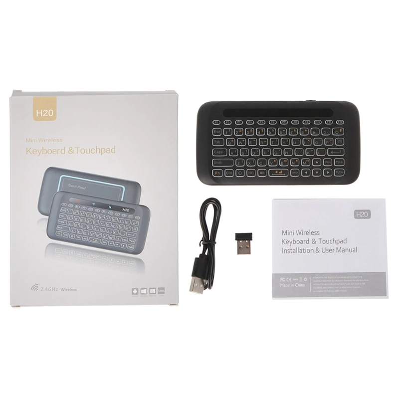 Беспроводная клавиатура H20 Air Mouse 2 4 ГГц с сенсорной подсветкой для ТВ-приставки