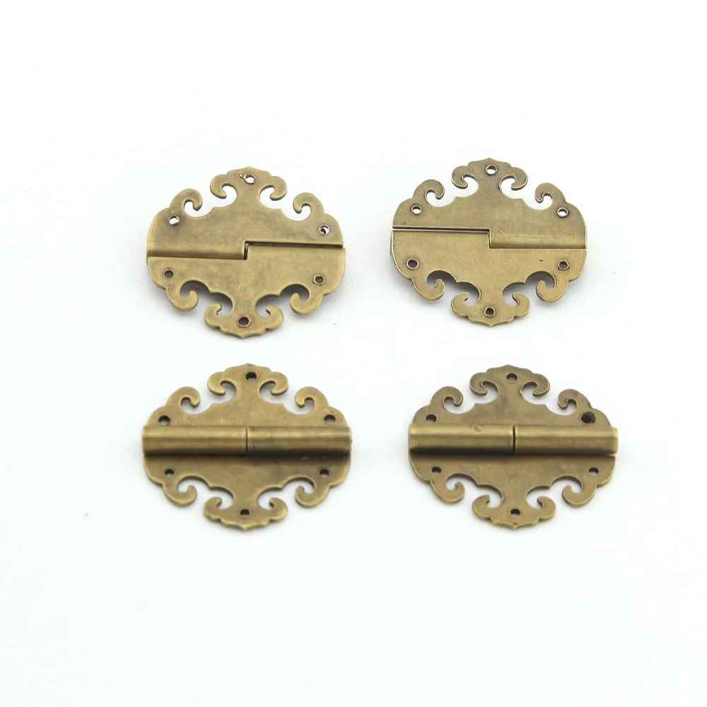 Antique Brass Auspicious Clouds Decorative Hinges For Jewelry Box Small