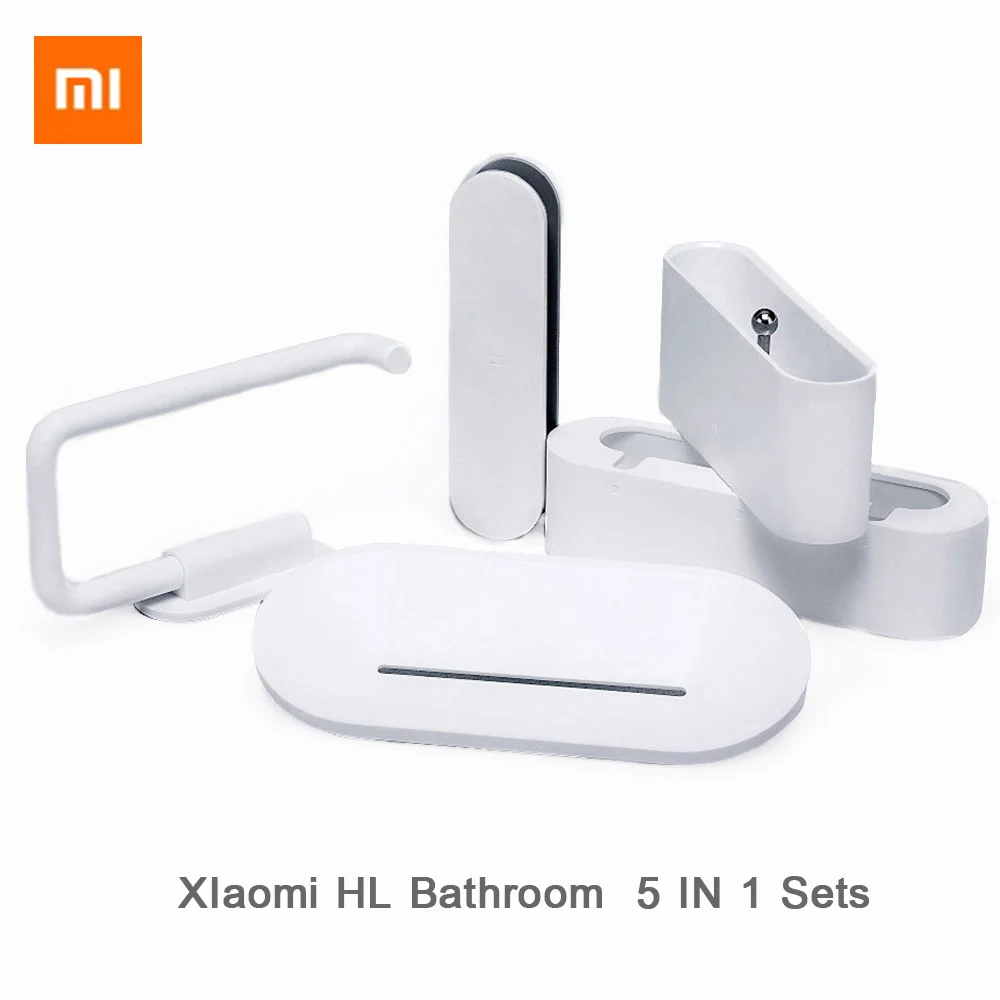 

Xiaomi HL bathroom 5 in1 Set Gadgets for mobile phone holders, Soap Tooth Hook Storage Box and Phone Toilet Roll Holder Tool