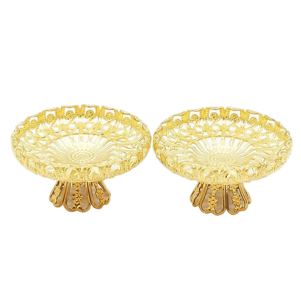 

Odoria 1:12 Miniature 2PCS Compote Golden Delicate Fruit Tray Tableware Kit Dollhouse Kitchen Accessories