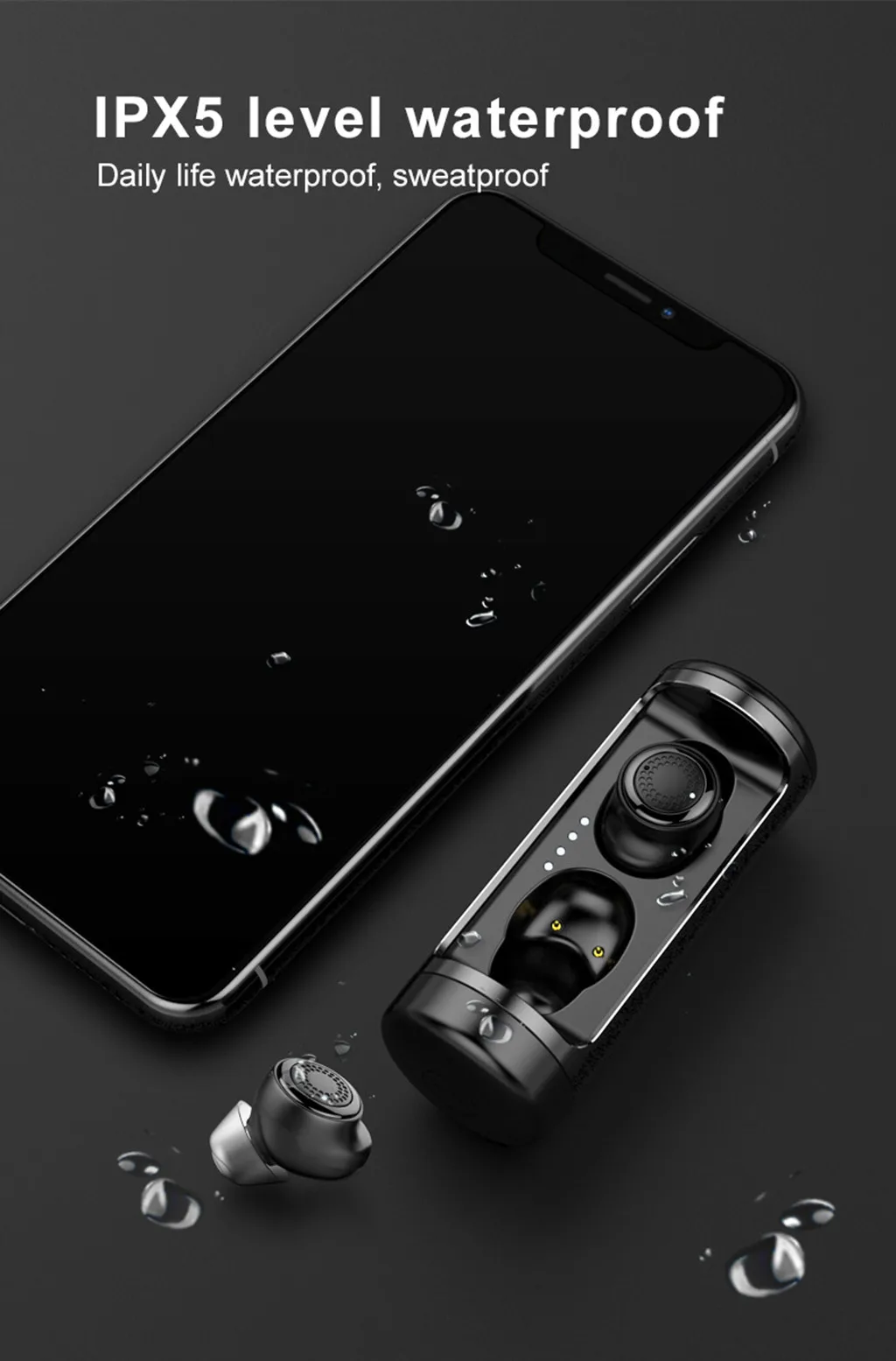 Новые Bluetooth 5,0 стерео беспроводные наушники водонепроницаемые анти-шум наушники-вкладыши с мобильным зарядным устройством