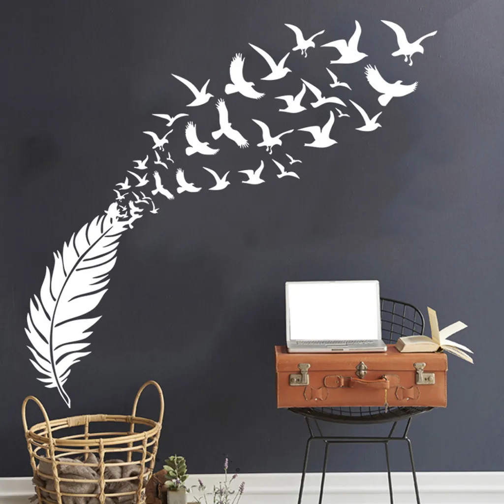 Buy DIY Flying Birds Feather PVC Stickers Removable