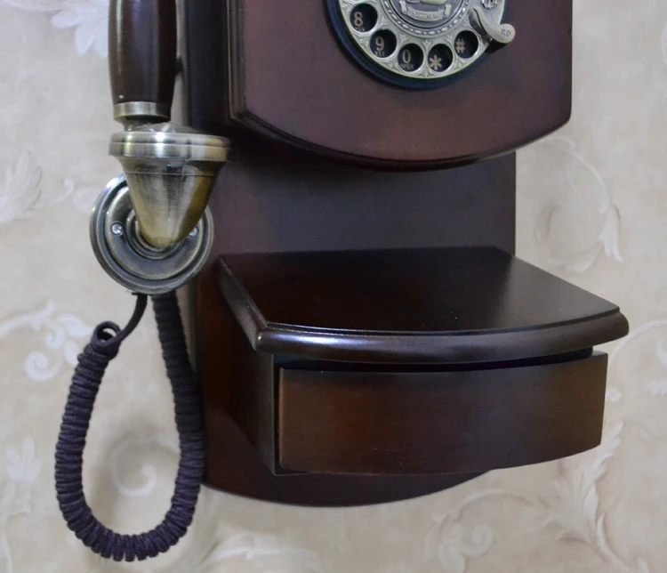 Европейский антикварный настенный Ретро подвесной металлический поворотный циферблат, украшение для телефона, домашнее искусство, деревенский домашний телефон с подсветкой