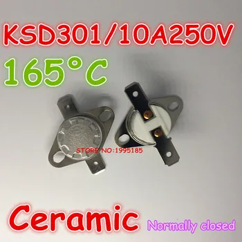 

10pcs/lot KSD301 10A 250V 165 degrees 165 C Normal Close NC ceramic Temperature Controlled Switch Thermostat