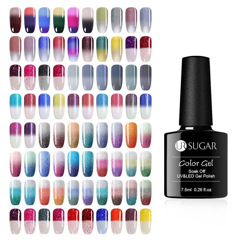 

UR SUGAR Colorful Temperature Color Changing Gel Nail Polish 3 Colors Thermal UV Gel Polish Glitter Gel Varnish Nail Art DIY