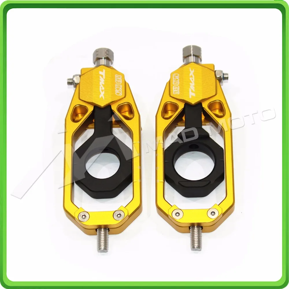 Aluminum motorcycle Chain Tensioner Adjuster fit for YAMAHA T MAX 530 TMAX 530 T-MAX 530 2012 2013 2014 2015 2016 Gold & Black (1)