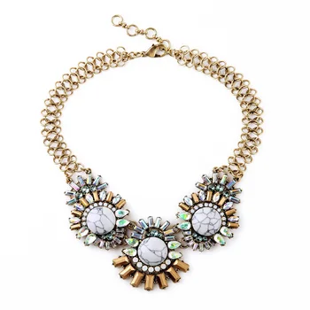 

2015 Short Chain Design Women Statement Necklace Bohemia White Natural Stone Choker Necklace