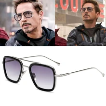 Мужские Ретро солнцезащитные очки в стиле стимпанк, фирменный дизайн, Тони Старк, Железный человек, мужские ветрозащитные очки в стиле панк, UV400, металлическая оправа, солнцезащитные очки
