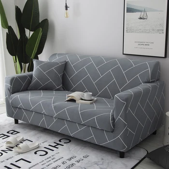 

Grey line Sofa Couch Cover Tight Wrap All-inclusive Slip-resistant Sofa Covers For Home Living Room Sofa covers Slipcovers