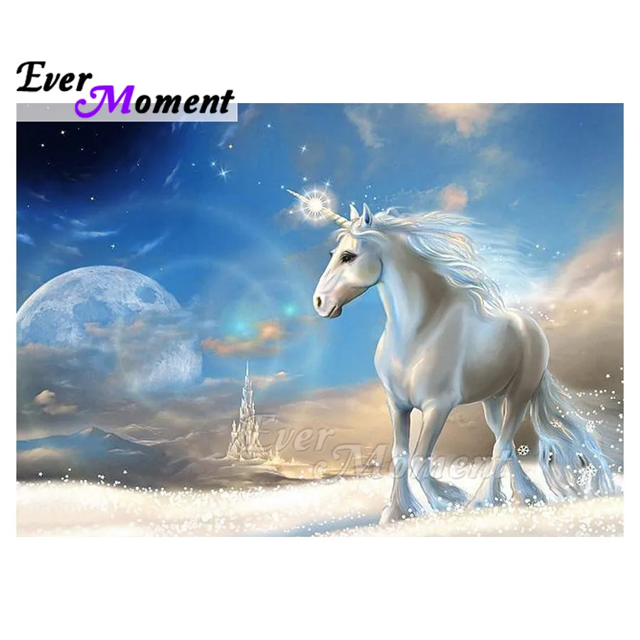 

Ever Moment Diamond Painting Picture Of Rhinestone Unicorn Moon Universe Handmade Full Square Drill Diamond Embroidery ASF1697