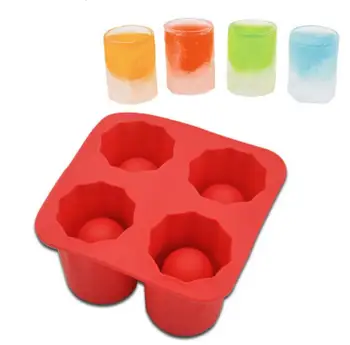 

50pcs/lot 4-Cup Ice Cube Shot Shape Silicion Shooters Glass Freeze Molds Maker Tray Party lin3286