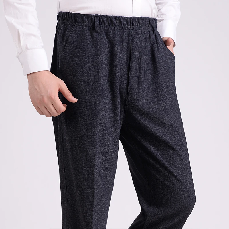 Autumn thick Men Trousers Father Elastic Waist Casual