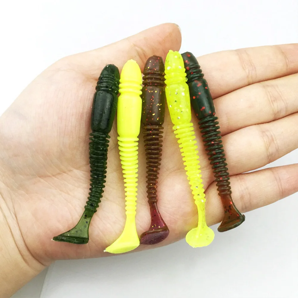 

10 Pcs/Lot Artificial Lures Soft Bait 75mm 3.2g Silicone Bait Worms Fishing Lure With Salt Smell Carp Fishing Takcle