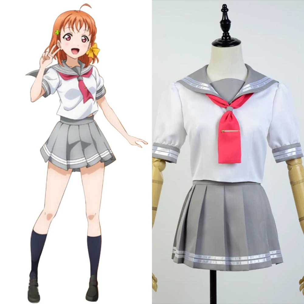 Anime Love Live Sunshine Cosplay Costume Takami Chika Cosplay Costume Girls  Sailor Uniforms Love Live Aqours School Uniforms| | - AliExpress