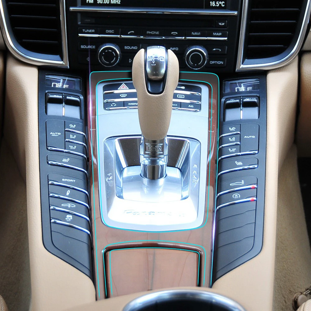 Car Center Console Control Gear Panel Kit Interior Trim  Protective Film Sticker for Porsche Panamera 970 2010 Accessories