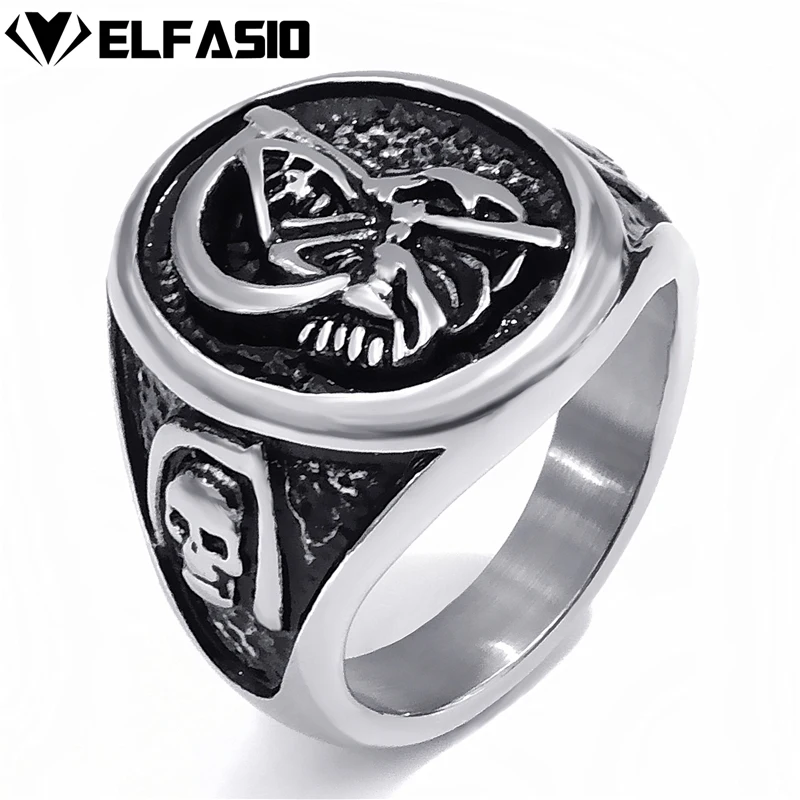 Мужское байкерское кольцо с черепом из нержавеющей стали Размер 8 13|stainless steel biker